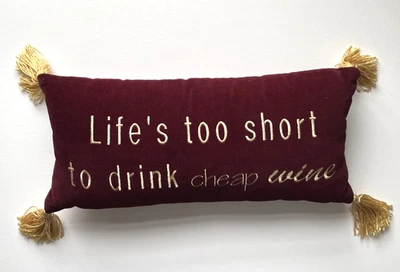 Almohada Púrpura Terciopelo Frase 15" X 7" Excelente Estado Foto 1 de 2