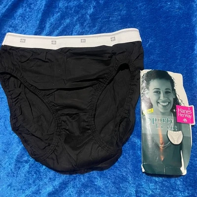 Bragas cortas deportivas vintage 1996 Hanes Her Way corte alto talla 6 algodón negras Foto 1 de 4