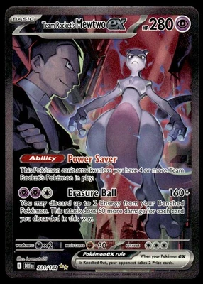 Pokemon TCG SV10: Destined Rivals #231/182 Team Rocket's Mewtwo ex NM - Image 1 of 2