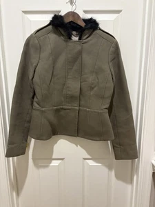 Banana Republic Heritage grüne taillierte Jacke Kunstfellkragen Small - Bild 1 von 12