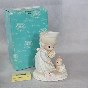 1995 enesco precious moments growing in grace, age 7 nurse w kitten 163740 - Picture 1 of 16