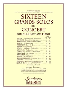 16 Grand Solos De Concert for Bb Clarinet Piano Classical Sheet Music Book - Picture 1 of 1
