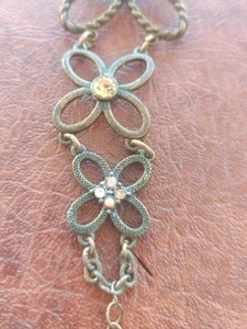 VINTAGE Napier NR Floral Bracelet Antiqued Bronze Four Leaf Clover Jewelry - Foto 1 di 7