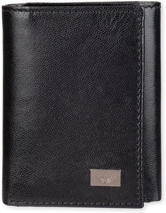 Dockers - Men's RFID Solid Genuine Leather Trifold Wallet, Black - Picture 1 of 3