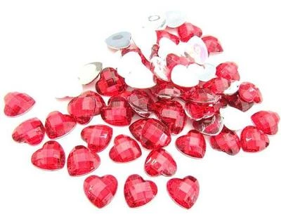 60 diamantes de imitación brillantes en forma de corazón acrílico 14 mm joya/rojo/rosa/cristal color E19 Foto 1 de 4