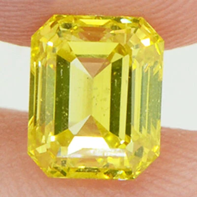 Loose Emerald Shape Diamond Fancy Yellow Color Enhanced 1.01 Carat VS1 Certified - Image 1 of 4