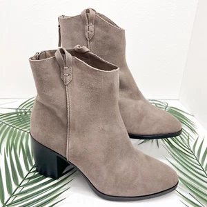 MIA Gray Suede Ankle Boots Zipper Back Western Block High Heel Size 11 NWOB - Picture 1 of 12