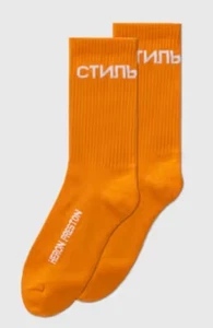 HERON PRESTON Crew orange Socken Größe Medium brandneu Original UVP 39 £ #F6 - Bild 1 von 2
