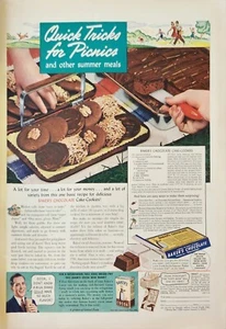 1940 Panaderos Chocolate Vintage Anuncio Receta Galletas Pastel Chocolate - Imagen 1 de 1