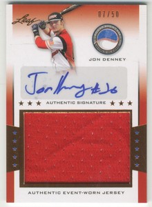 2013 Leaf Power Showcase Jersey Autographs Bronze #JD1 Jon Denney /50 