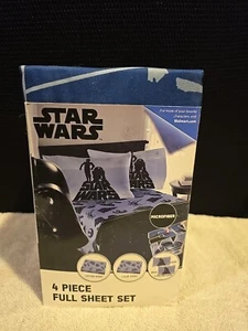 Disney Star Wars Classic Space 4 Piece Kids Microfiber Full Sheet Set Blue/Gray - Picture 1 of 6
