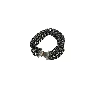Heavy Vintage Double Strand Gunmetal Big Curb Chain Link Costume Bracelet - Picture 1 of 4