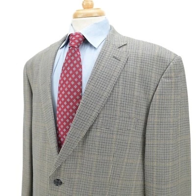 Pendleton Taupe Brown Houndstooth Check 100% Wool Blazer Sport Coat Jacket 48R - Image 1 of 4