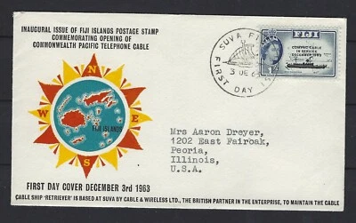 FIJI FDC 1963: COMMEMORATING OPENING OF COMMONWEALTH PACIFIC TELEPHONE CABLE - Image 1 of 3
