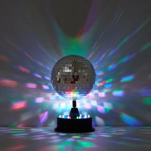 DISCO BALL TABLE LAMP LED Rotating Mirrors 8.5 Inch - Picture 1 of 12