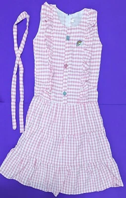 Vestido casual feminino rosa algodão Chex 3T-11 anos plissado unicórnio de Páscoa comprimento do joelho - Imagem 1 de 3