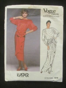 VOGUE PATTERN - 1510 LADIES DRESS WRAP FRONT DRAPE BOW SHOULDER TUCKS SZ 12 USED - Picture 1 of 2