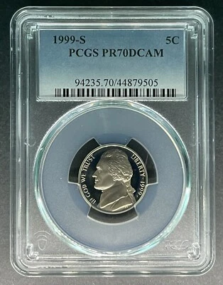 1999-S Proof Jefferson Nickel PCGS PR-70 DCAM, Buy 3 Items, Get $5 Off!! - Image 1 of 2