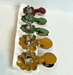 5 Antique Vtg Candle Clips Holder Christmas tree Colorful Metal Yellow Green Red