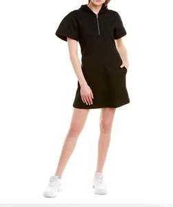 Helmut Lang Hoodie Shift black scuba Dress Size L - Picture 1 of 11