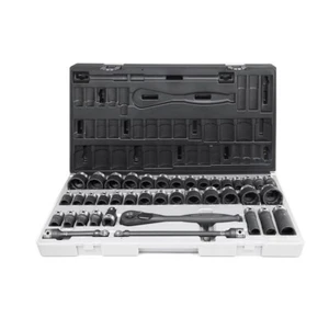 Dual Action 40 Piece 1/2" 12 Point Thin Wall Metric Imperial Standard Socket Set - Picture 1 of 1