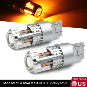 2X 7443 7440 Amber Yellow LED Rear Turn Signal Blinker Corner Light bulbs - Picture 1 of 7