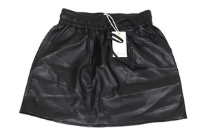 Good American FAUX LEATHER MINI SKIRT WITH SIDE POCKETS GDW0116 BLACK001 SIZE 0 - Picture 1 of 2