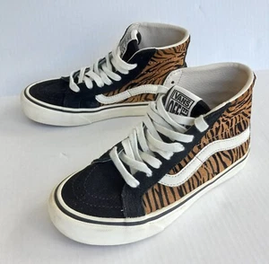 Vans Off the Wall Suede Black/ Tiger Animal Print Lace Up High Sneakers - Picture 1 of 10