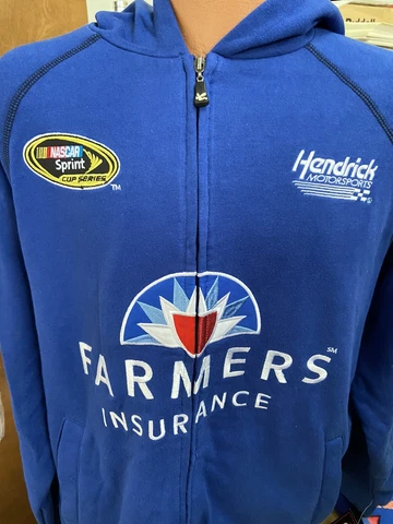 Kasey Kahne Full Zip Up Hoodie Men's Large Sponsor Farmers Ins Cover