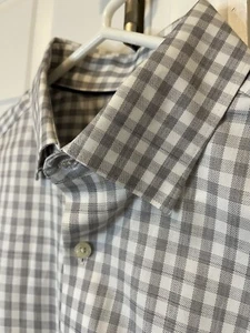 Hart Schaffner Marx Herren Baumwolle Oberhemd Langarm grau weiß kariert Gr. M - Bild 1 von 7