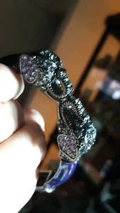 Chicos Kissing Elephants Bracelet Purple Rhinestones and Enamel stretch - Picture 1 of 5