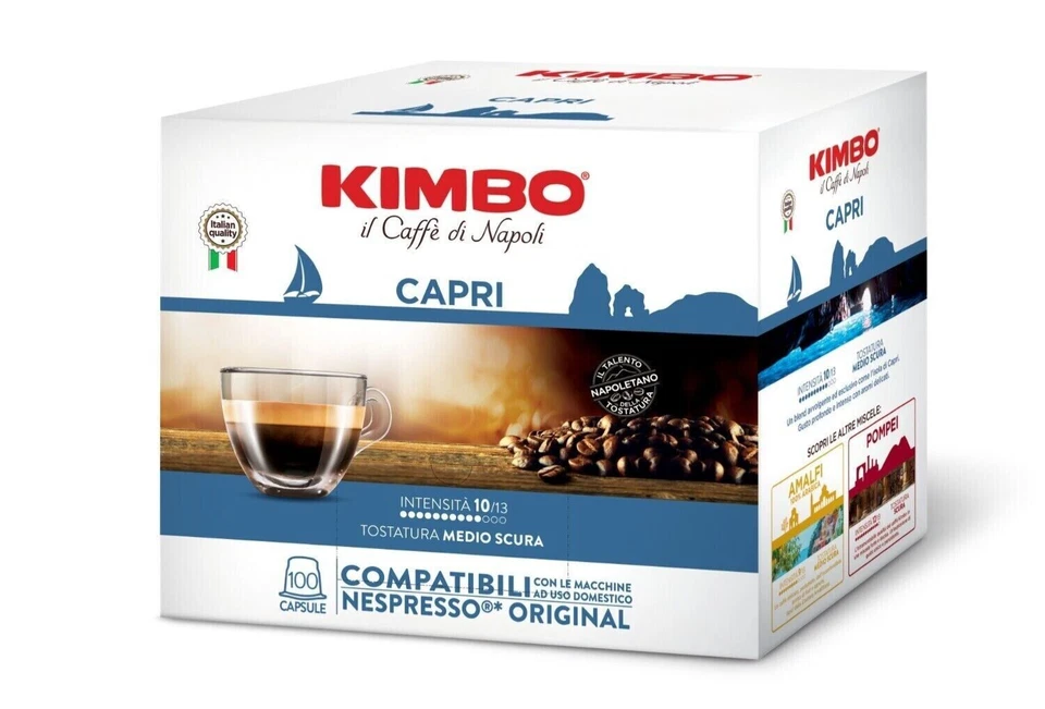 100 Capsule Compatibili Nespresso Caffè Kimbo Linea Le Meraviglie Miscela CAPRI - Immagine 1 di 1