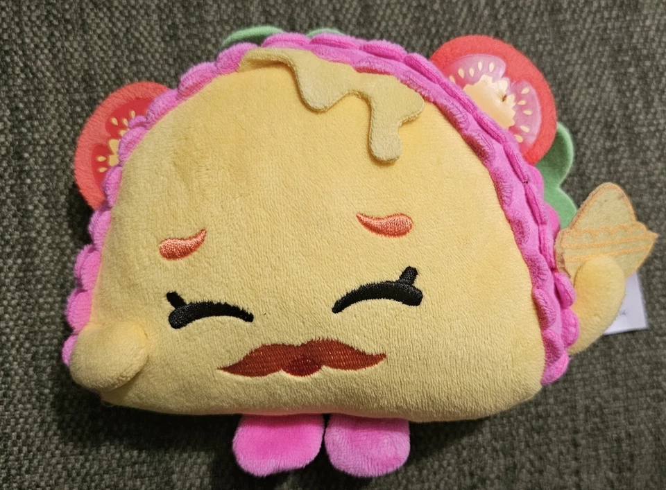 Shopkins Plush Taco Terrie Soft Stuffed Toy Just Play Mustache Tomato Lettuce - Image 1 of 4