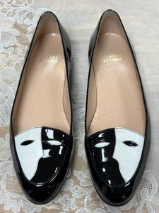 Stuart Weitzman-Women- Blk/Wht  Patent Leather Mask Face Ballet Shoes.Sz-5.5M.Sp - Picture 1 of 13