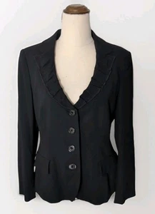 Moschino Cheap and Chic Black Blazer Womens US 10 Ruffle Collar Made in Italy - Bild 1 von 8