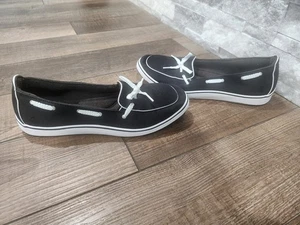 Grasshoppers Windham Boat Shoe Loafer Womens Sz 8.5 Black Ortholite Memory Foam - Picture 1 of 9