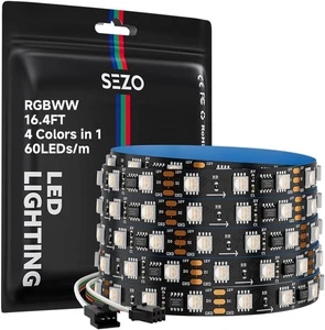 SEZO WS2814 RGBW Striscia LED 5m 300 LED 12V indirizzabile SMD5050 fai da te decorazione interna - Foto 1 di 14