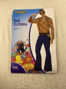 Men Halloween Pants Hippie Bell Bottoms Costume Spirit Colorful Floral Cosplay M - Picture 1 of 10