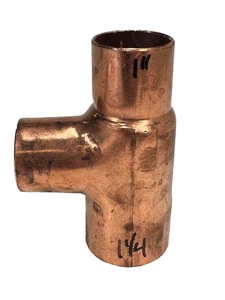 NIBCO 611RR Reducing Tee 1-1/4" x 1" x 1" CTS Solder Joint Copper Sweat Fitting - Picture 1 of 8
