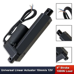 4" Stroke Linear Actuator 225lbs (1000N) Load Capacity 10mm/s 12V Black Aluminum - Picture 1 of 8