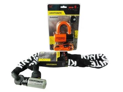 Kryptonite Evolution Series 4 Disc Lock ORANGE w/ 912 4ft Integrated Chain - Image 1 of 4