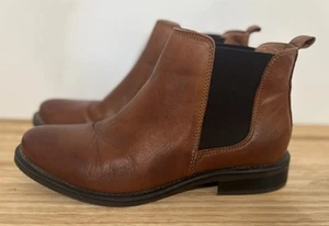 EOS Ladies Boots Size US 7 EU 38 Brown Leather Flat Boot Chelsea Melbourne Tan - Bild 1 von 24