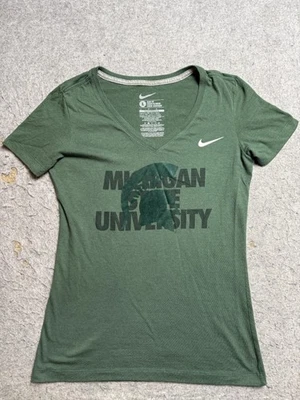 Michigan State Spartans Shirt Womens Large Green NCAA College Nike V Neck - Image 1 of 4