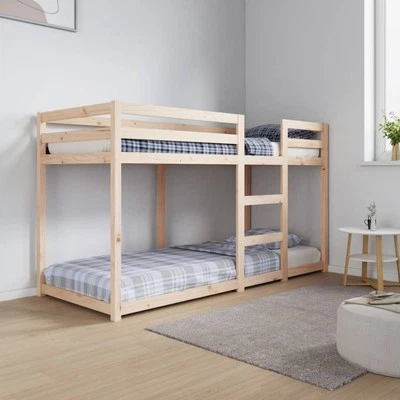 WALPLUS Solid Pine Bunk Bed 75x190cm Small Single Wooden Frame No Mattress