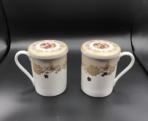 lidded Tea Cups, Hankook fine bone china butterflies - Picture 1 of 10