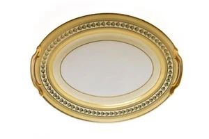 Goldbelle by Noritake Green & Gold Leaves 13 5/8" Oval Serving Platter - Picture 1 of 4