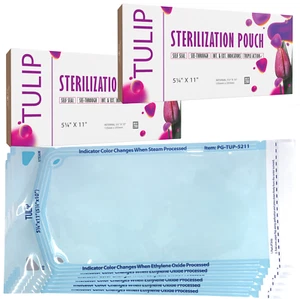 400 5.25" x 10" Self-Sealing Sterilization Pouches Nail Bags Autoclave TULIP - Picture 1 of 5
