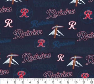 1 yarda tela de algodón Traditions MILB TACOMA RANIERS tela de béisbol menores - Imagen 1 de 2
