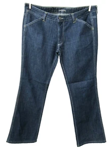 Lacoste Womens 34x30 Bootcut Blue Denim Stretch Jeans Alligator Pocket Dark Wash - Picture 1 of 7