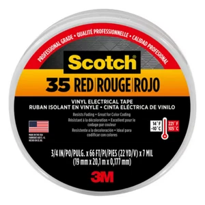 3/4 in. x 66 ft. x 0.007 in. #35 Vinyl Electrical Tape, Red – Durable - Picture 1 of 4